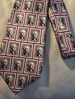 Museum Artifacts Men's Ten Cent Postage Stamp Allover Silk Necktie